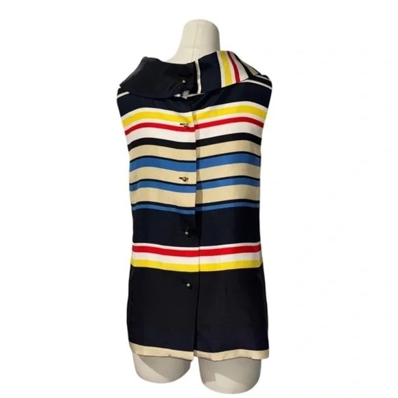 KATE SPADE - live colorfully 100% Silk Stripe Sleveless Cowl Tank Top Size 4 - Picture 5 of 10